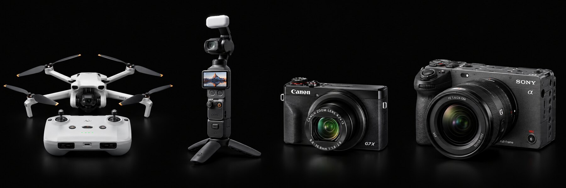 Cennet's cameras, drone and handheld filming equipment